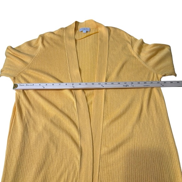 Loft Long Ribbed Knit Yellow Duster Cardigan Casual Boho Stretch Layering XXL - Picture 13 of 16